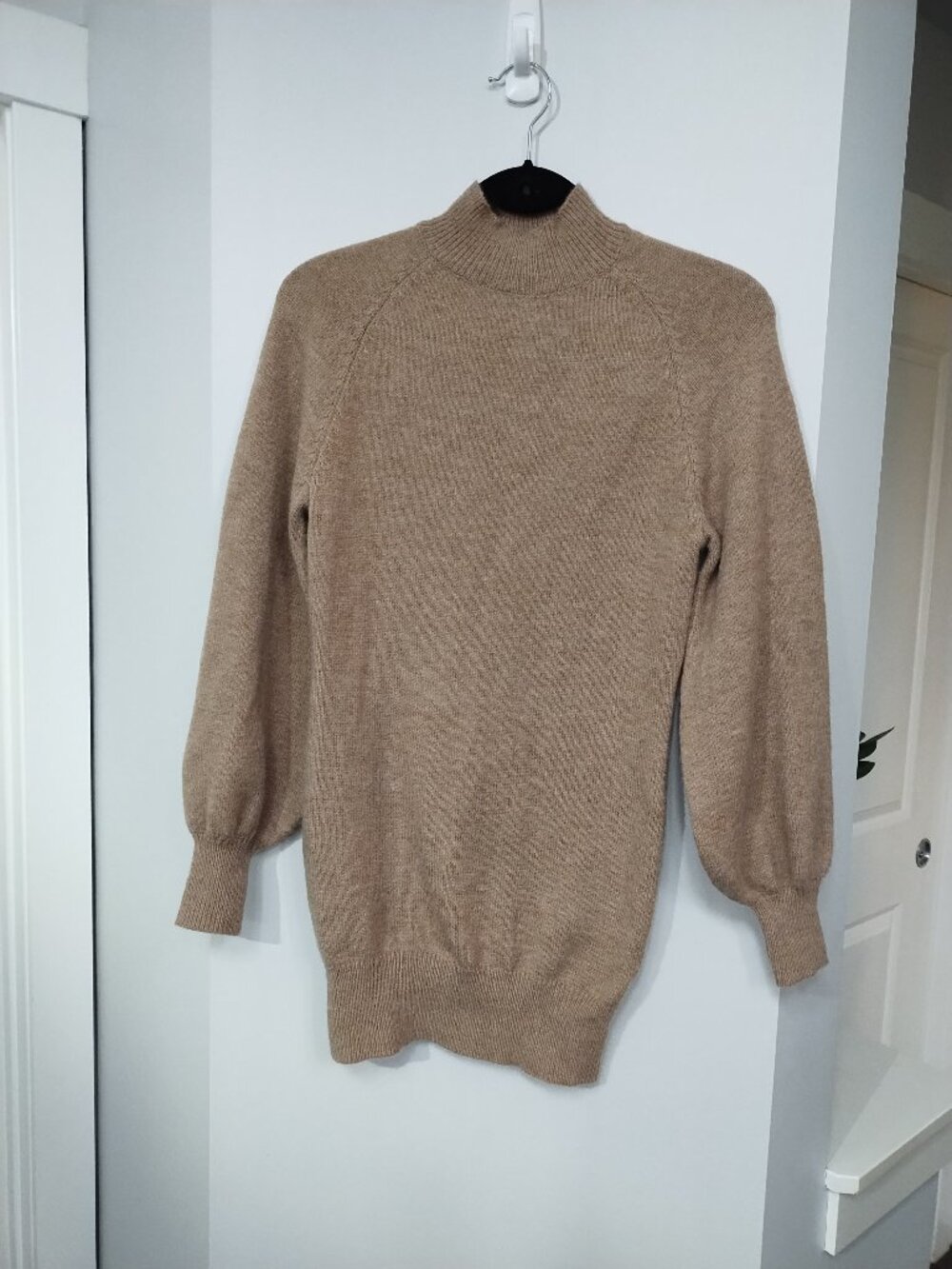 Longer style, mock neck, bell sleeve Zoju/Yozio sweater
